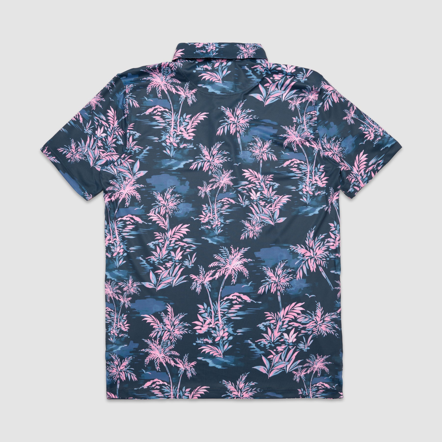Palms Tech Polo (Retro-Blau mit Blumenmuster)