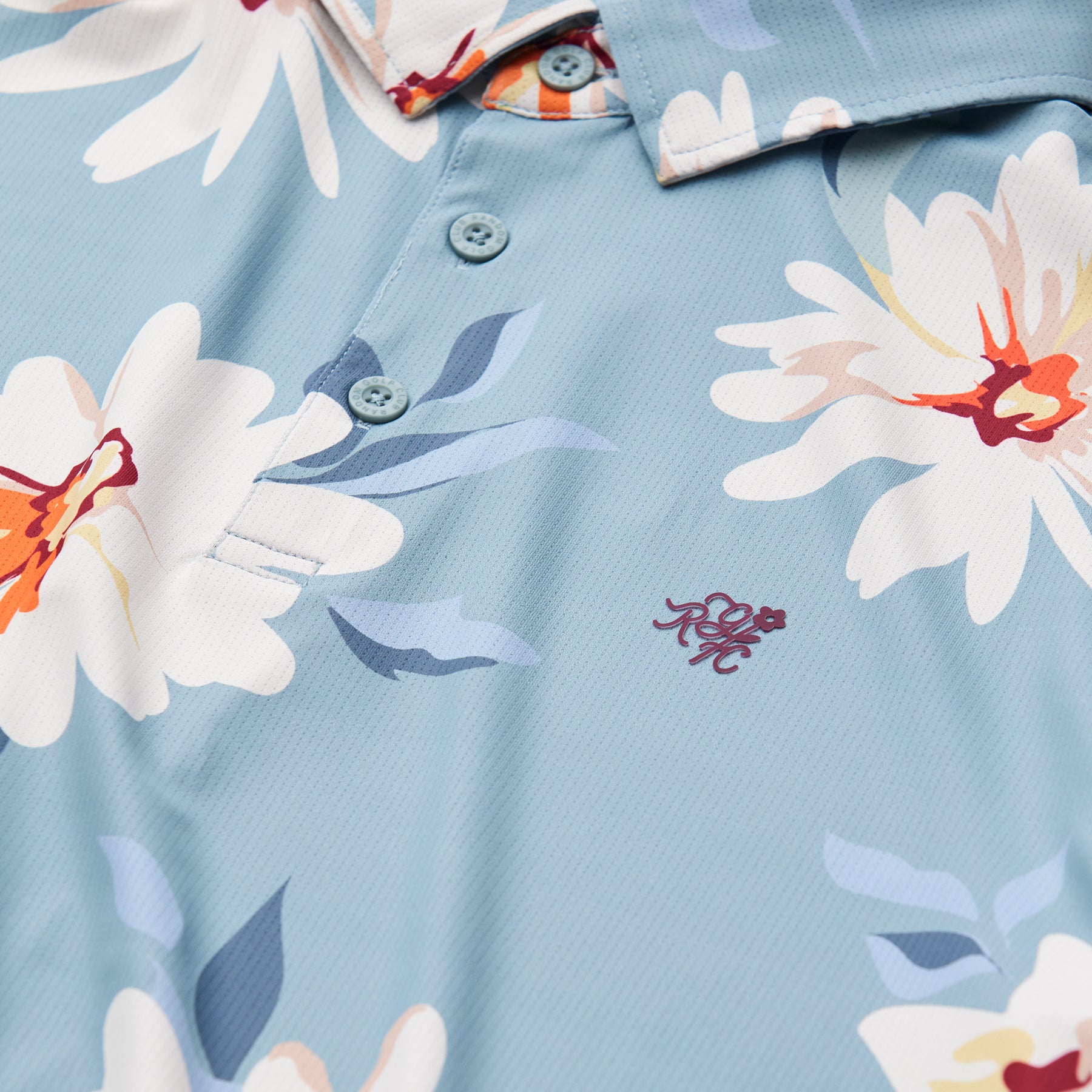 Printed Tech Polo (Blue Floral)