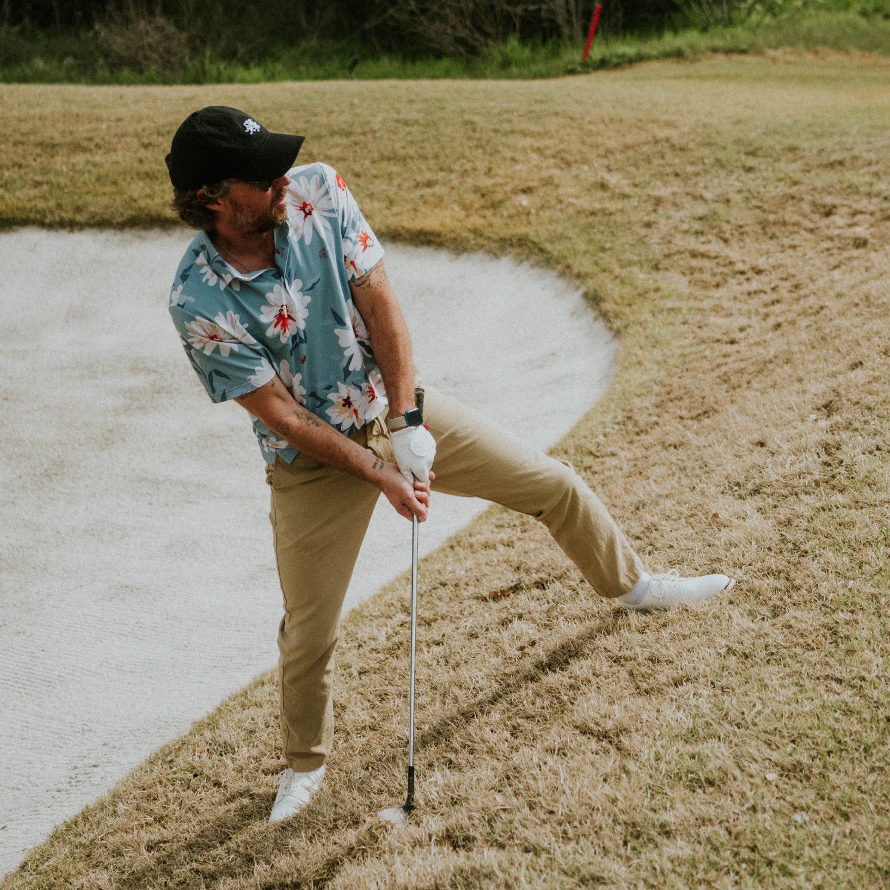 Printed Tech Polo (Blue Floral)